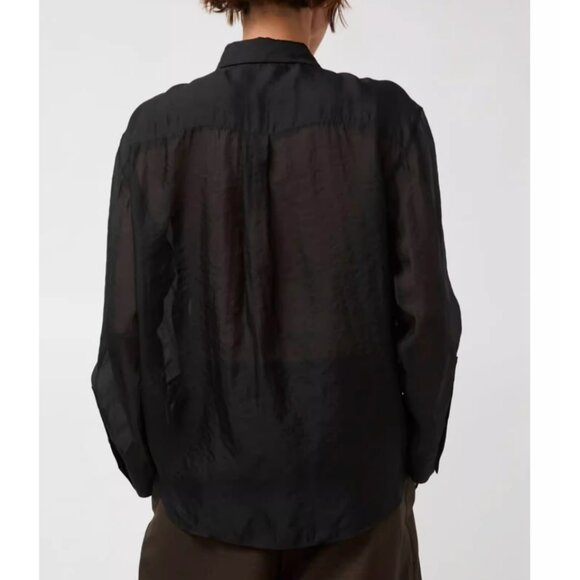 NEW No.6 Ilya Shirt - Black Noir Semi Sheer  Buttondown Retro - Picture 5 of 11